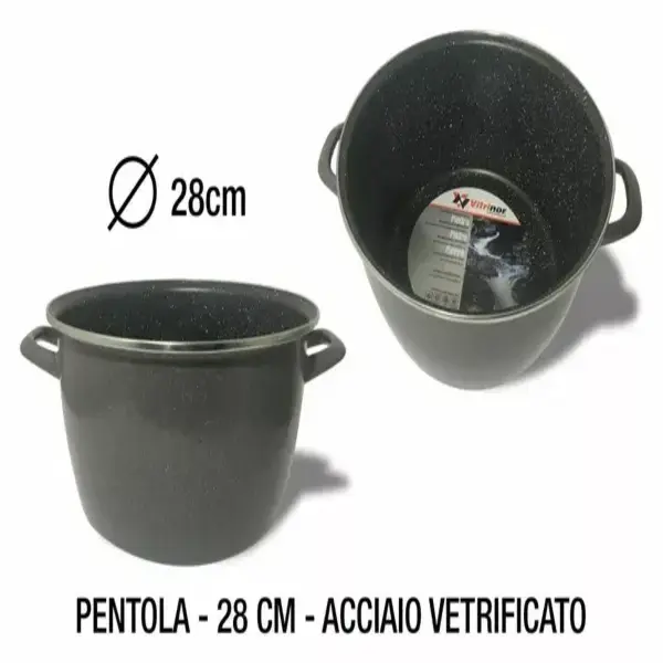 Vitrinor - Pentola due manici in Acciaio Vetrificato cm 28 Rivestimento in Pietra per Induzione